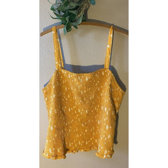 Torrid Tops - Torrid Challis Smocked Crop Cami Tank Top Plus 3X 22/24 Yellow Floral NWT $40